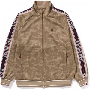 Men Bape Tonal Solid Camo Track Jacket Sweatshirts Beige USA | OT4172612