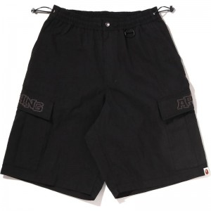 Men Bape Wide Cargo Shorts Shorts Black USA | AM1448648