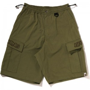 Men Bape Wide Cargo Shorts Shorts Olivedrab USA | OH7566656