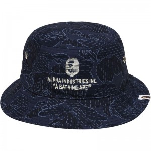 Men Bape X Alpha Industries Military Hat Caps Navy USA | BR9376736