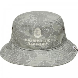 Men Bape X Alpha Industries Military Hat Caps Olivedrab USA | OU4317837