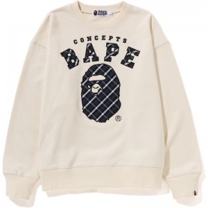 Men Bape X Concepts Crewneck Relaxed Fit Sweatshirts White USA | SK5071301