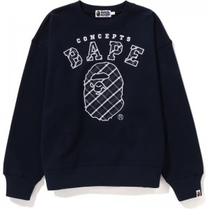 Men Bape X Concepts Crewneck Relaxed Fit Sweatshirts Navy USA | RK1221721