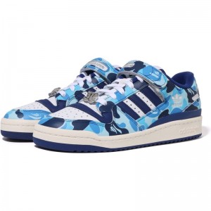 Men Bape X Forum 84 Low Abc Camo Sneakers Blue USA | XG5982392