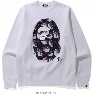 Men Bape X Ghostbusters Ape Head Crewneck Sweatshirts White USA | BX4464644