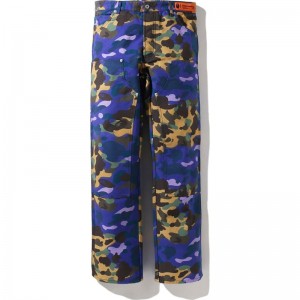 Men Bape X Heron Preston Mix 1st Camo Duck Painter Pants M2 Pants Purple USA | AC6486546