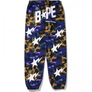 Men Bape X Heron Preston Mix 1st Camo Sweat Pants Pants Purple USA | CQ9219229