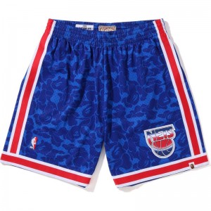 Men Bape X Mitchell & Ness Brooklyn Nets Jersey Shorts Shorts Blue USA | DQ7921791