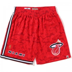 Men Bape X Mitchell & Ness Miami Heat Jersey Shorts Shorts Burgundy USA | GP2669069