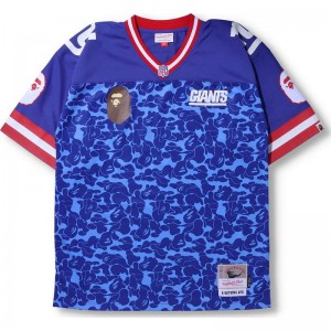 Men Bape X Mitchell & Ness Nfl New York Giants Legacy Jersey Cut And Sewn Navy USA | EU3845385