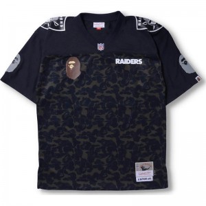 Men Bape X Mitchell & Ness Nfl Oakland Raiders Legacy Jersey Cut And Sewn Black USA | KW5483643