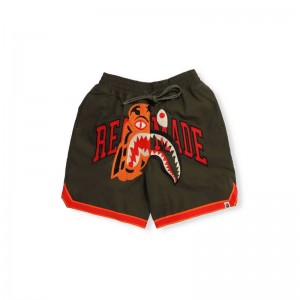 Men Bape X Readymade Tiger Shark Basketball Shorts Olivedrab USA | JG5614464