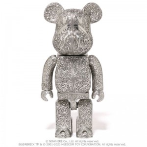 Men Bape X Royal Selangor Shark Be@rbrick 400% Figure Silver USA | BD3829289