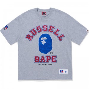 Men Bape X Russell Tee Cut And Sewn Grey USA | JA4354334