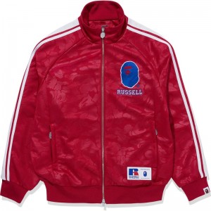 Men Bape X Russell Track Jacket Sweatshirts Red USA | NV0426846