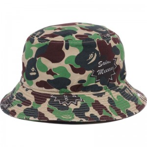 Men Bape X Saint Mxxxxxx Abc Camo Bucket Hat Caps Green USA | XR2624664