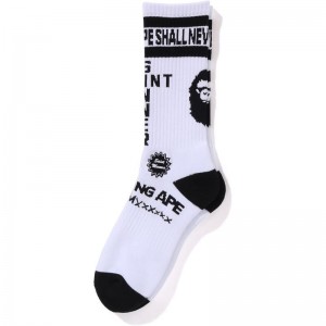 Men Bape X Saint Mxxxxxx Socks Socks White USA | QU3219329