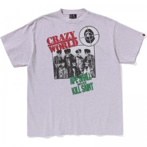 Men Bape X Saint Mxxxxxx Speech Tee Cut And Sewn Grey USA | DO0978598