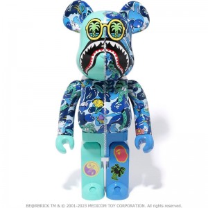 Men Bape X Steven Harrington Shark Be@rbrick 1000% Figure Blue USA | IZ5774674