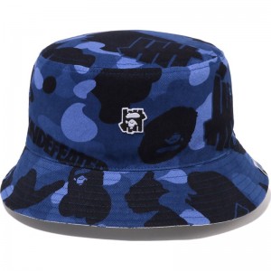 Men Bape X Undefeated Bucket Hat Caps Navy USA | HI6525755