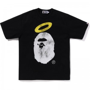 Men Bape X Union Pigment Dyed Ape Head Tee Cut And Sewn Black USA | QA1888888