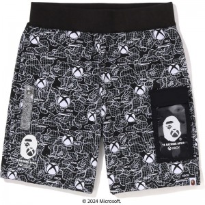 Men Bape X Xbox Camo Sweat Shorts Shorts Black USA | UI8186616