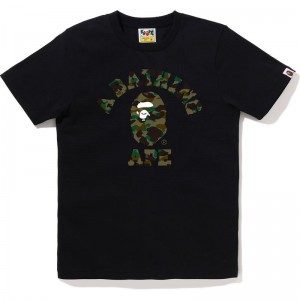 Women Bape 1st Camo College Tee T Shirts Black Green USA | MR0946896