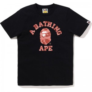 Women Bape 1st Camo College Tee T Shirts Black Pink USA | CF2925995