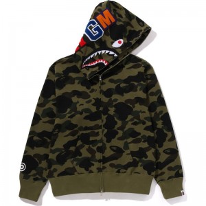 Women Bape 1st Camo Shark Full Zip Hoodie Wide Fit Hoodie Green USA | ZX9964794