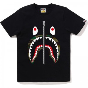 Women Bape 1st Camo Shark Tee T Shirts Black Green USA | FD2055705