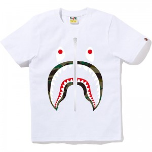 Women Bape 1st Camo Shark Tee T Shirts White Green USA | ET2477647