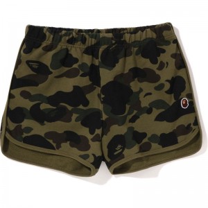 Women Bape 1st Camo Sweat Shorts Shorts Green USA | ZV5770070