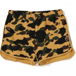 Women Bape 1st Camo Sweat Shorts Shorts Yellow USA | UQ2813383