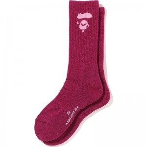 Women Bape A Bathing Ape Terry Socks Socks Pink USA | QY8227327