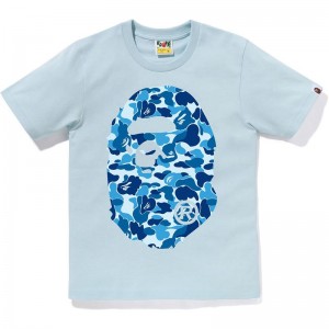 Women Bape Abc Camo Big Ape Head Tee T Shirts Blue USA | SD2202122