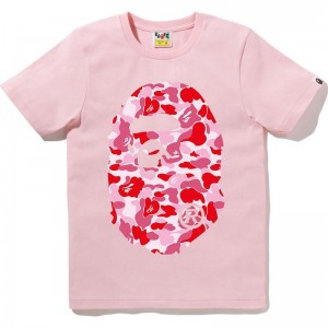 Women Bape Abc Camo Big Ape Head Tee T Shirts Pink USA | QK7376236