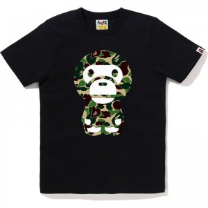 Women Bape Abc Camo Big Baby Milo Tee T Shirts Black Green USA | ST9986796