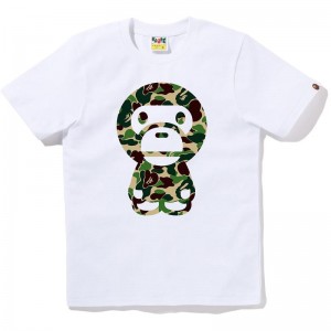 Women Bape Abc Camo Big Baby Milo Tee T Shirts White Green USA | EO1352132