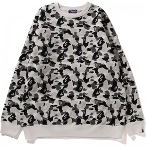 Women Bape Abc Camo Crewneck Relaxed Fit Sweatshirts Grey USA | AT2876886