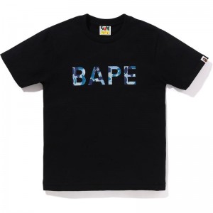 Women Bape Abc Camo Glitter Tee T Shirts Black Blue USA | HQ3942592