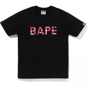 Women Bape Abc Camo Glitter Tee T Shirts Black Pink USA | RF4031901