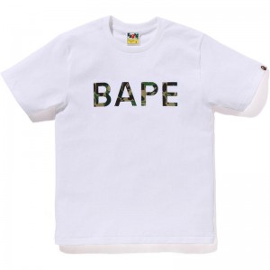 Women Bape Abc Camo Glitter Tee T Shirts White Green USA | OZ6608168