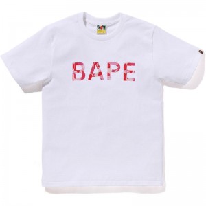 Women Bape Abc Camo Glitter Tee T Shirts White Pink USA | QJ5053903