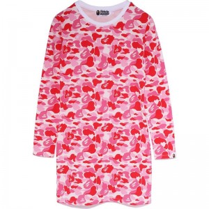 Women Bape Abc Camo L/S Bodycon Dress Pink USA | OP5852382