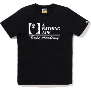 Women Bape Academy Logo Tee T Shirts Black USA | HV0934194