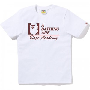 Women Bape Academy Logo Tee T Shirts White USA | BO9320730