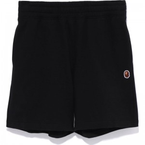 Women Bape Ape Head One Point Oversized Sweat Shorts Shorts Black USA | NL6684364