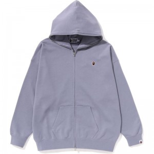 Women Bape Ape Head One Point Oversized Full Zip Hoodie Hoodie Purple USA | WT8677067