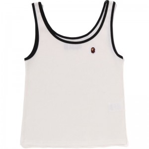 Women Bape Ape Head One Point Rib Tank Top T Shirts White USA | KY3973693