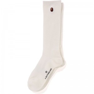 Women Bape Ape Head One Point Socks Socks White USA | HD1657667